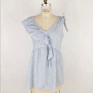 Anthro Left of Center asymmetrical striped top